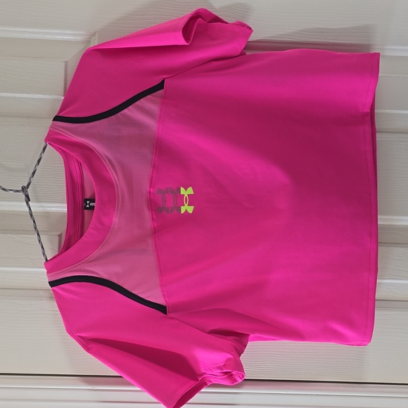 UNDER ARMOUR WOMEN'S FLORESCENT PINK ATHLETIC CROP TOP SIZE XL - Picture 2 of 15
